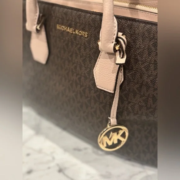 Michael Kors Camille Large LOGO And Leather Satchel - Picture 1 of 11